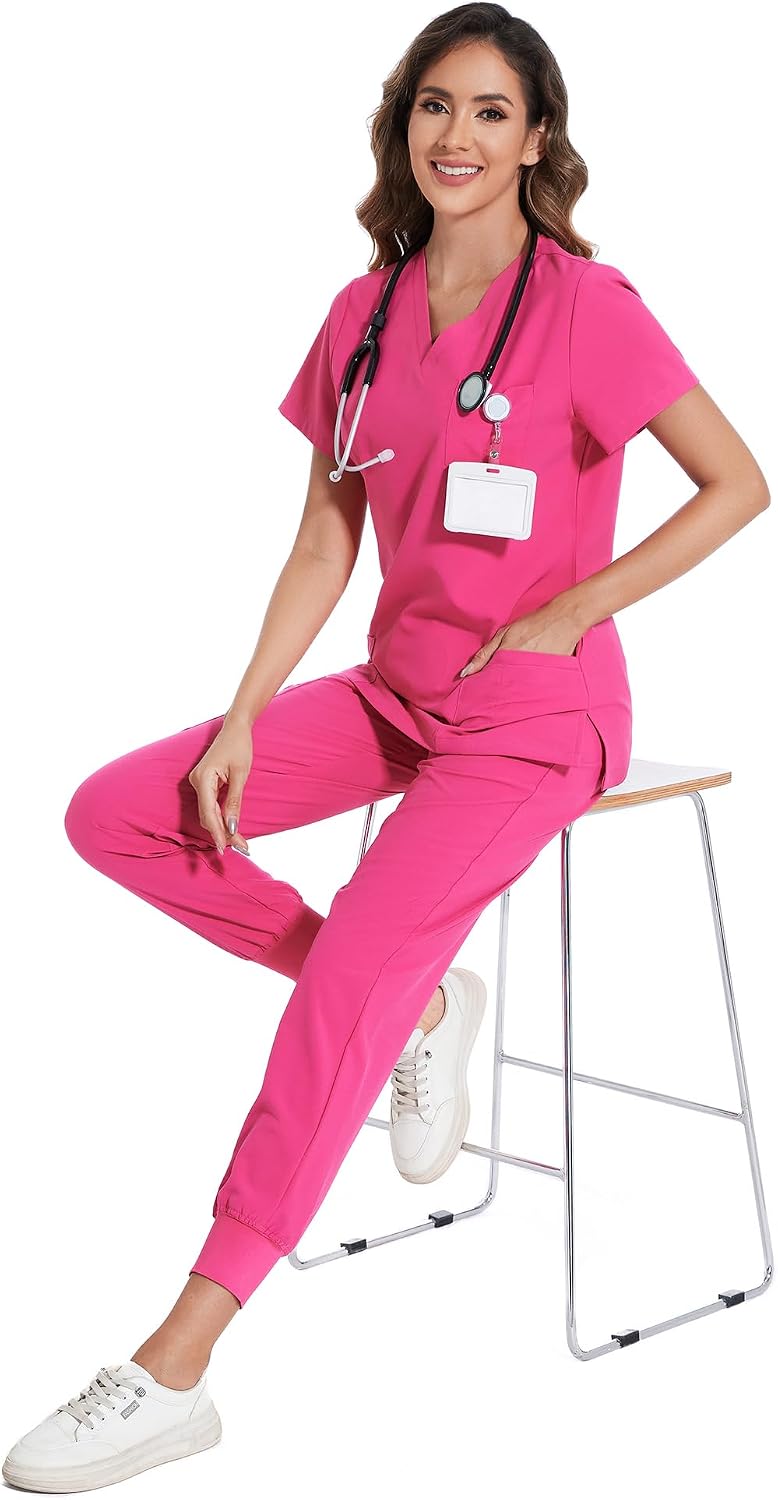 Thumbnail 5 de COZYFIT Women's Scrub Set with V-Neck Top, Jogger Pants and Stretch Fabric