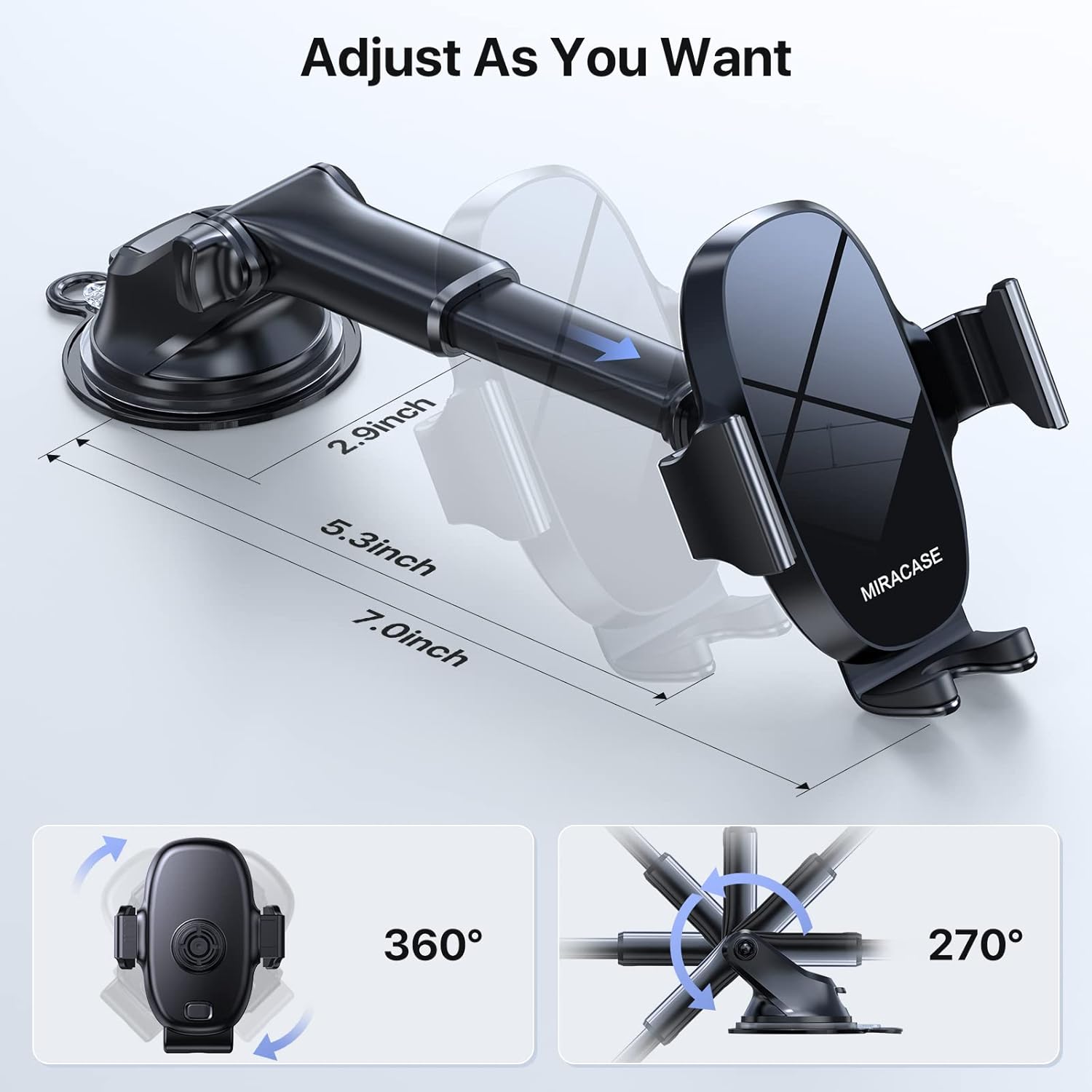 Detalle de Miracase 4-In-1 Car Phone Holder for Dashboard, Windscreen, Vent and Desk