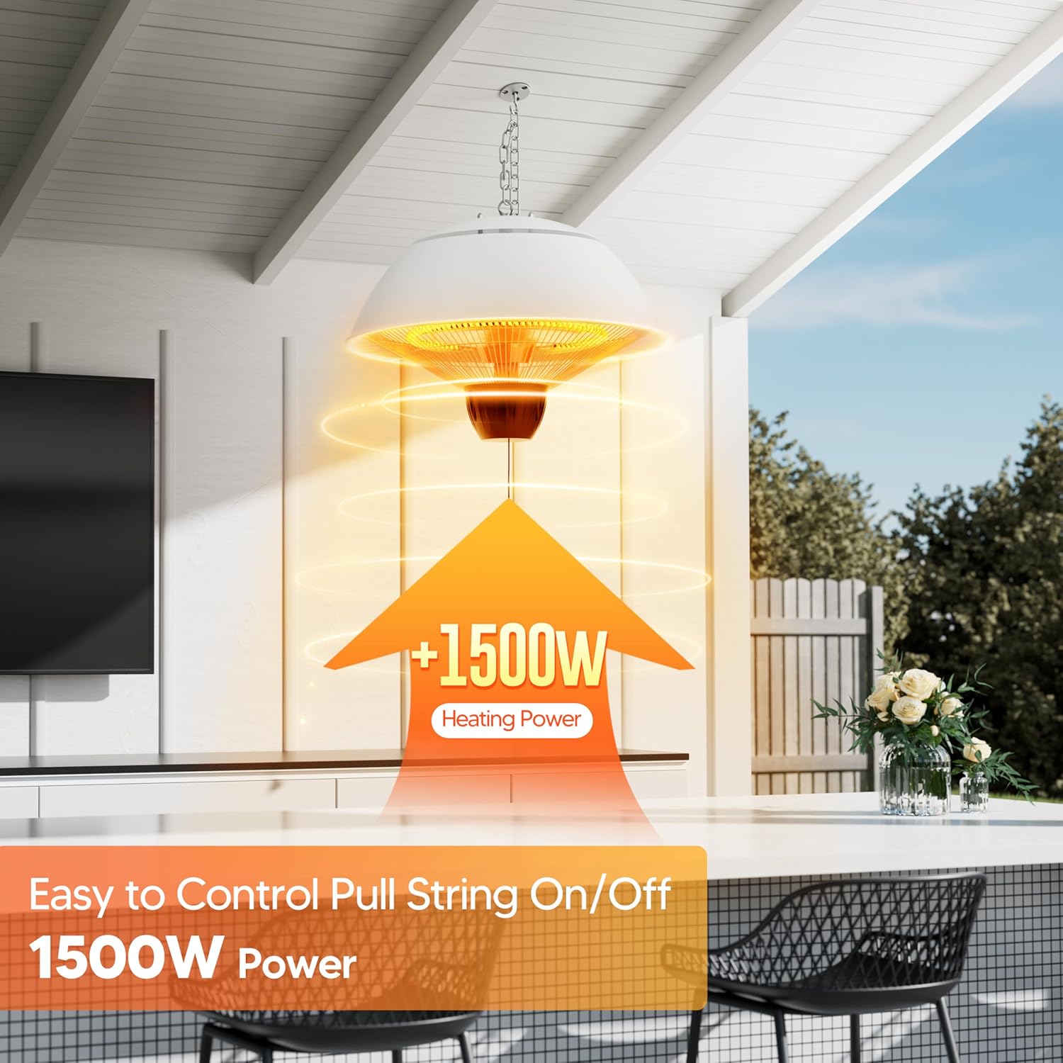 Thumbnail 3 de 1500W Hanging Electric Outdoor Heater for Patio