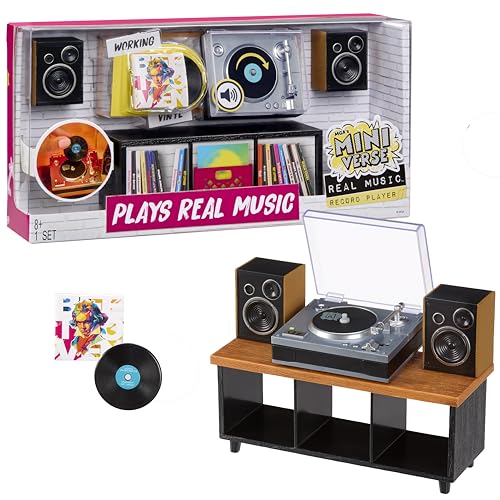 Detalle de MGA's Miniverse Mini Platine Real Music, vinyle miniature et enceintes rétro