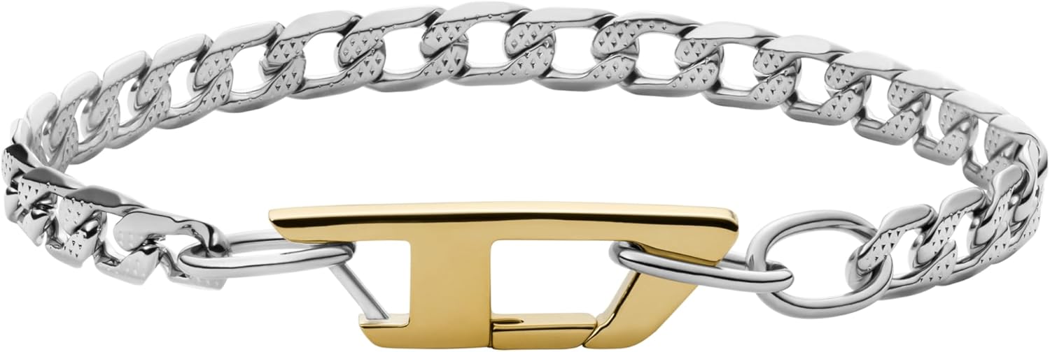 Thumbnail 5 de Diesel Homme Bracelet en acier inoxydable doré avec fermoir en D