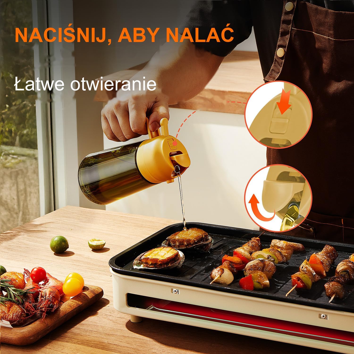 Thumbnail 6 de TrendPlain 2 w 1: szklana butelka na oliwę z dozownikiem i spryskiwaczem, 470 ml