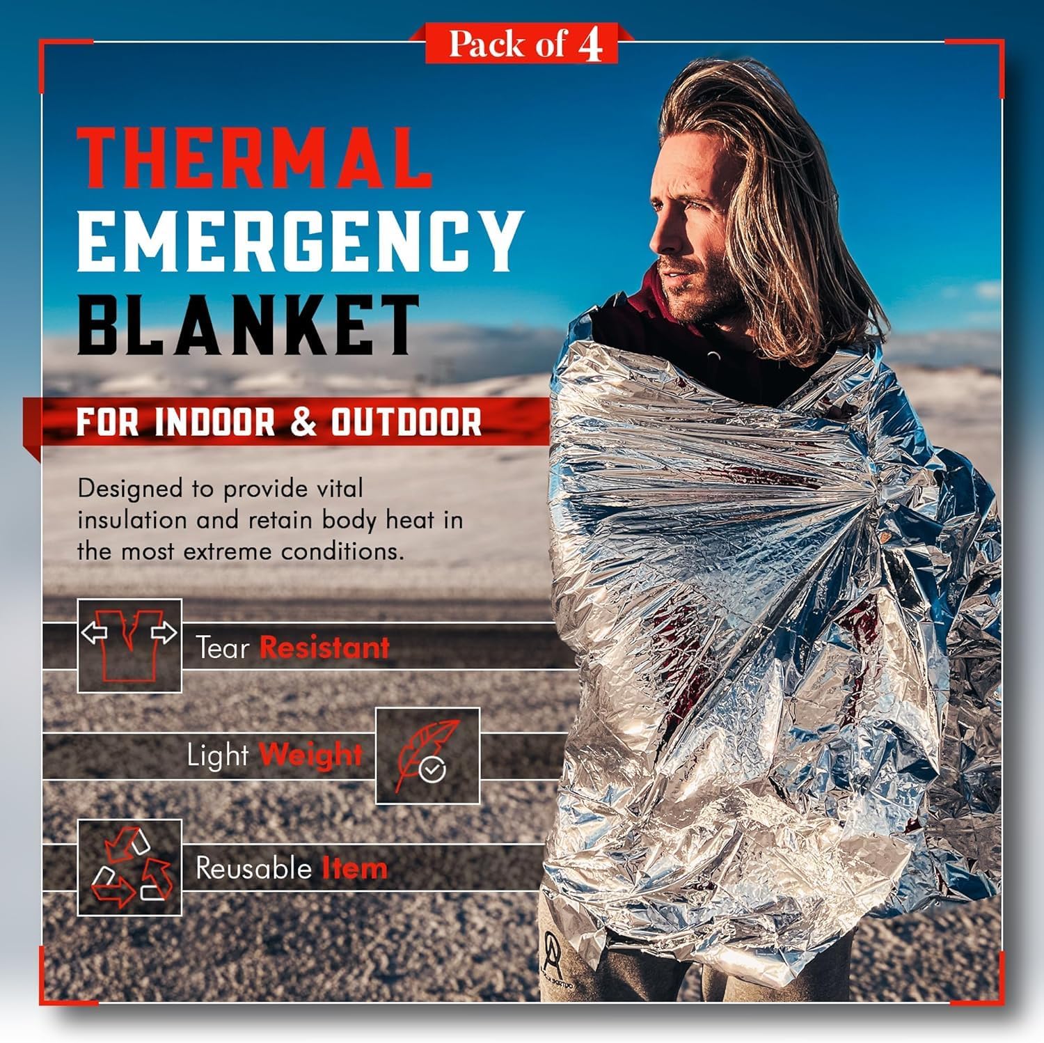 Detalle 2 de Mart Cobra Emergency Blanket 4-Pack 🏕