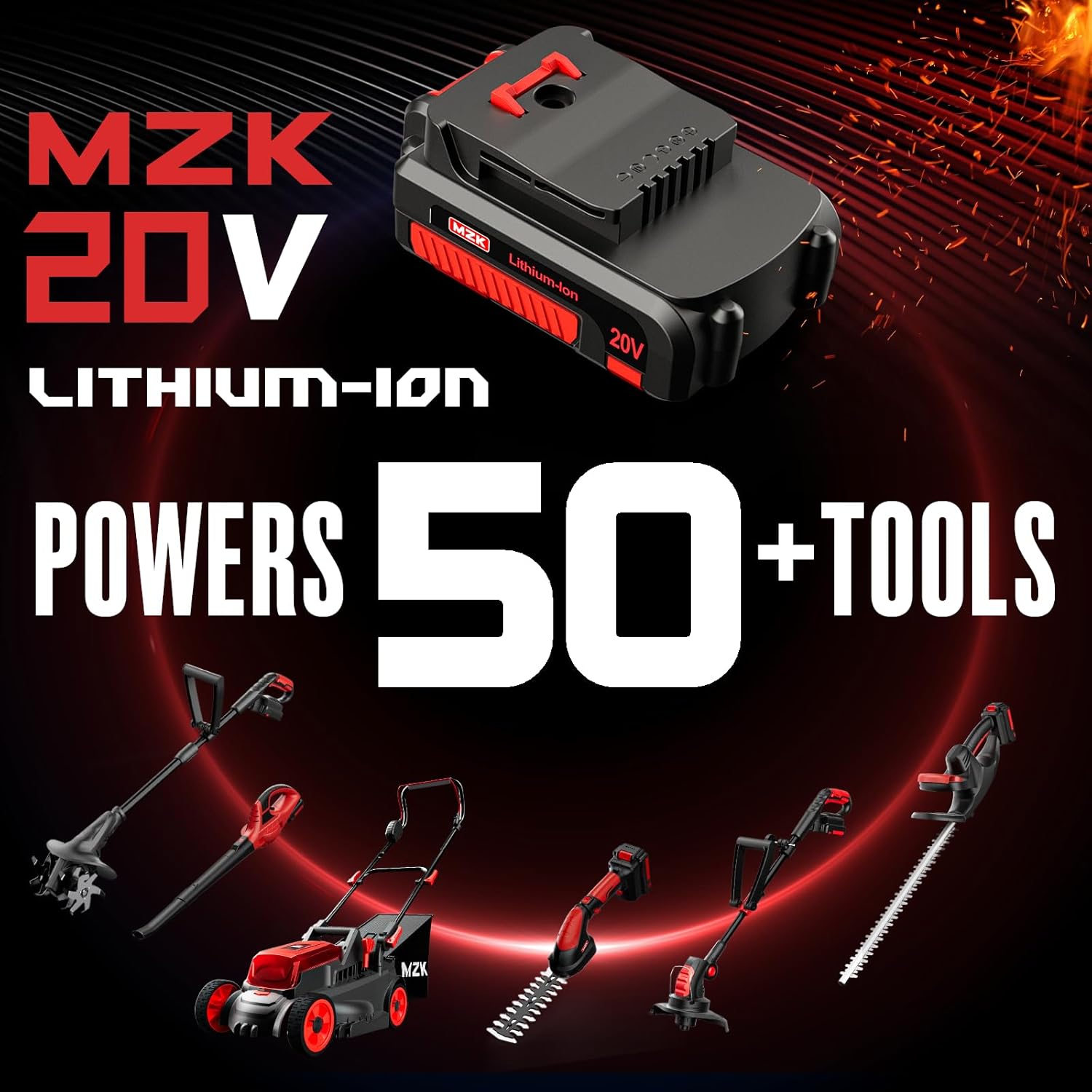 Thumbnail 6 de MZK 20V Cordless Tiller Cultivator with Steel Tines – 20cm Wide, 2 x 2Ah Batteries Included