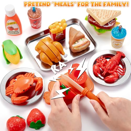 Thumbnail 2 de Juboury cocina juguete Montessori de frutas y verduras (56 piezas) para niños de 3 a 7 años