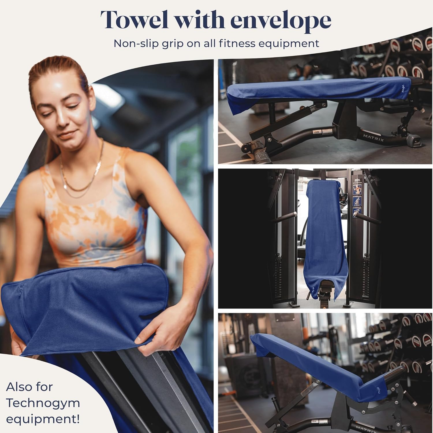 Thumbnail 1 de nujë Fitness Handtuch mit Tasche (Microfaser) – extra groß 125x50 cm, inklusive Geschenkverpackung