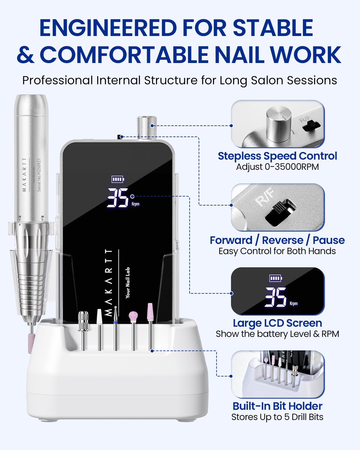 Thumbnail 5 de Makartt Electric Nail Drill 35000RPM