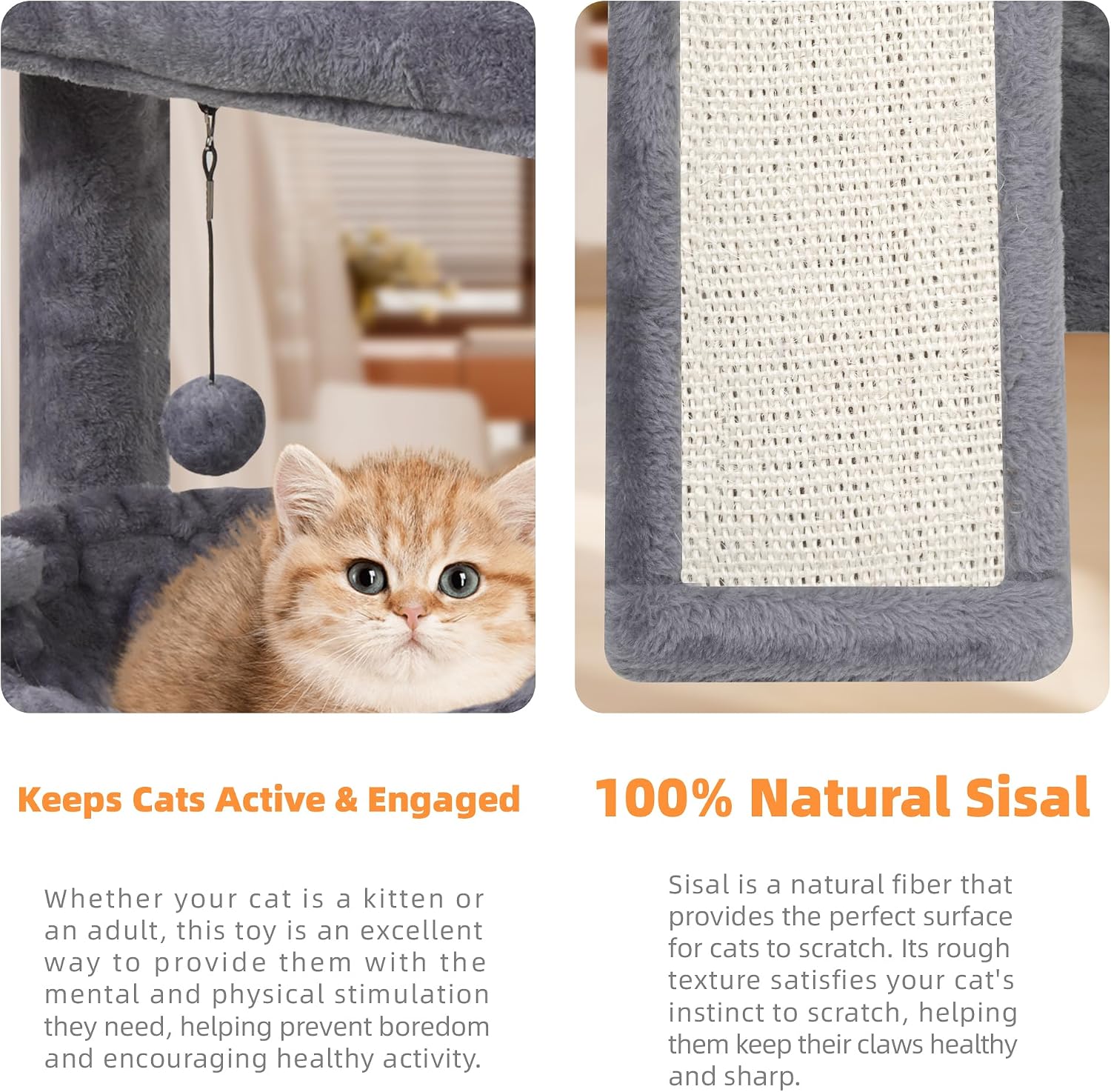 Detalle de YOUPETSER YOUPET-05 Cat Tree with Sisal Scratching Board and Hammock