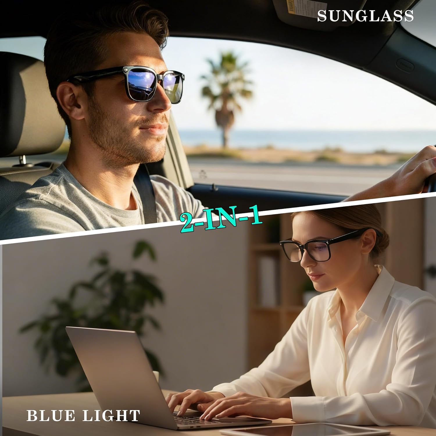 Thumbnail 2 de EarlySincere 4K Smart Camera Glasses with ChatGPT AI, Live Translation & Bluetooth Audio (Blue Light + Sunglasses)