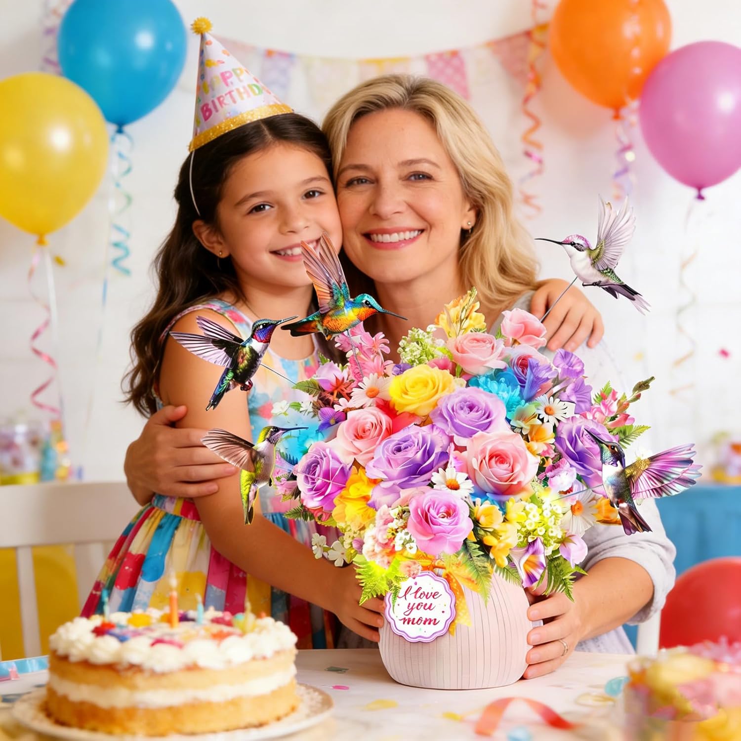 Thumbnail 4 de MZD8391: Music & Lights 3D Pop Up Mother's Day Card with Hummingbirds