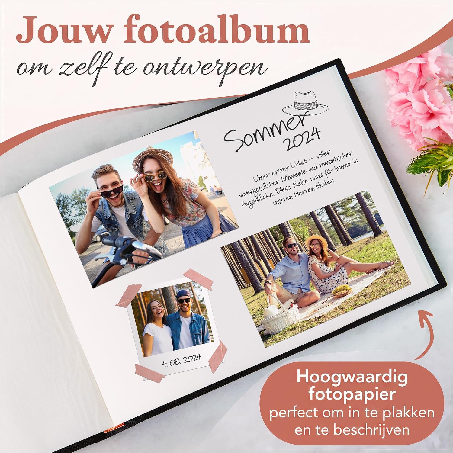 Detalle 1 de Zeitloos Fotoalbum om in te plakken, zwart linnen, 50 pagina's