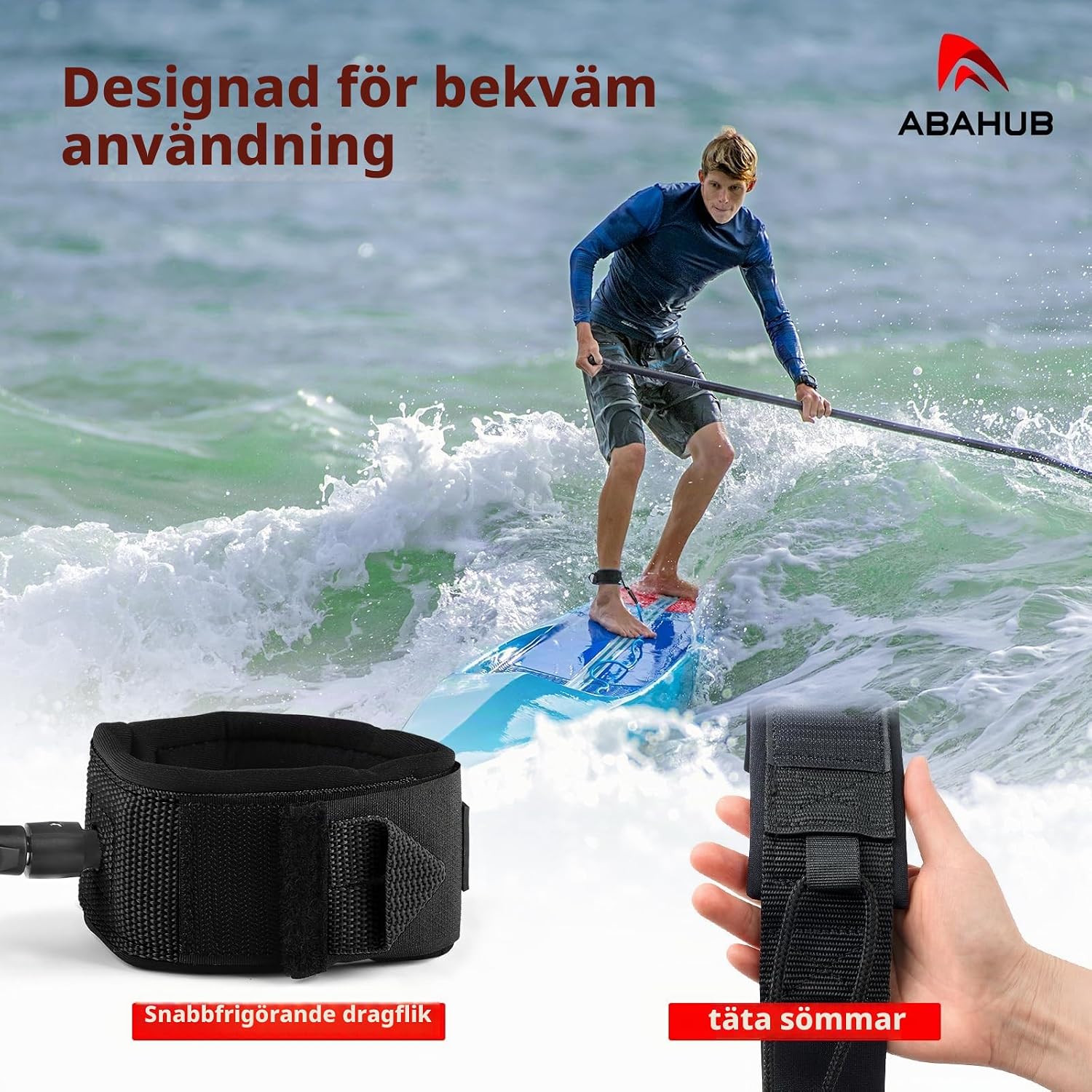 Detalle de Abahub SUP-koppel 3 m, spiralformat med justerbar fotögla