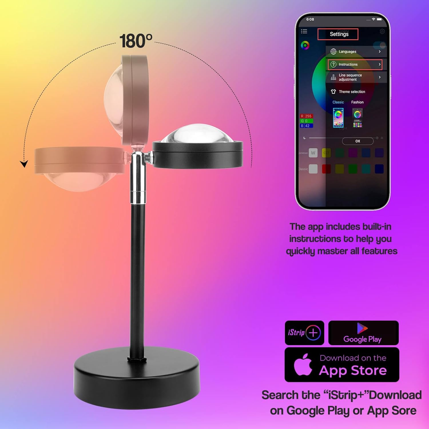 Detalle 2 de Sunset Lamp Projection 16 colour, USB