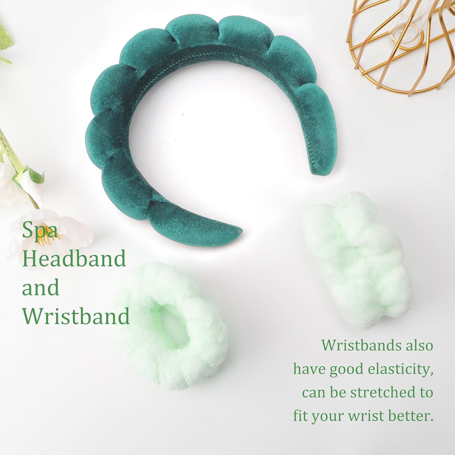 Thumbnail 4 de DRESHOW Spa Stirnband-Set: Weiche Frottee-Stirnband und elastische Handgelenkarmbänder für Hautpflege