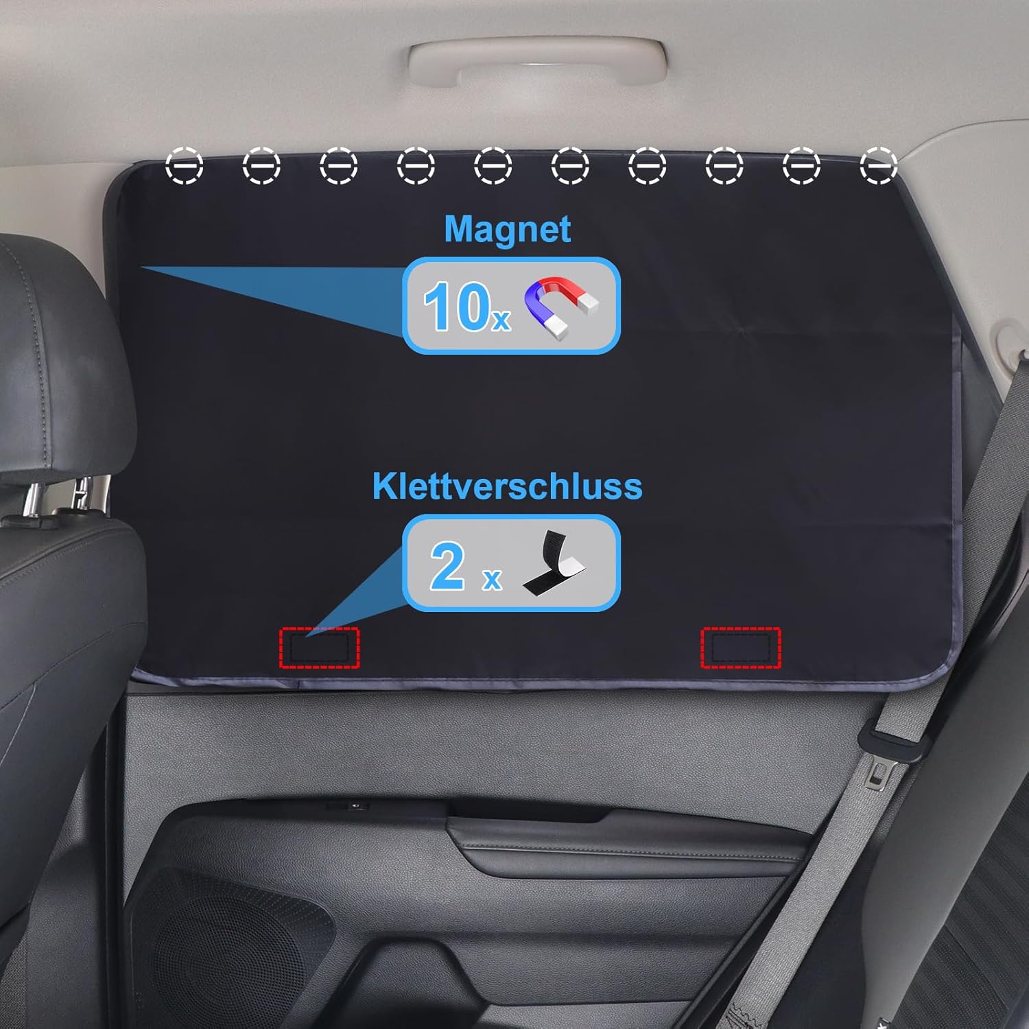 Thumbnail 3 de Tevlaphee Protezione Solare Auto magnetica con protezione UV parasole blackout per finestrino posteriore (80x50 cm)