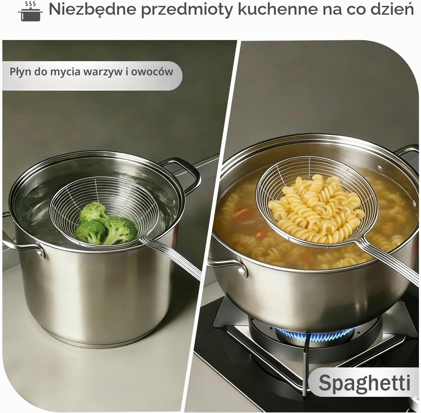 Detalle de Dehov SY-XL – zestaw sitek kuchennych ze stali nierdzewnej, pająk 14 cm