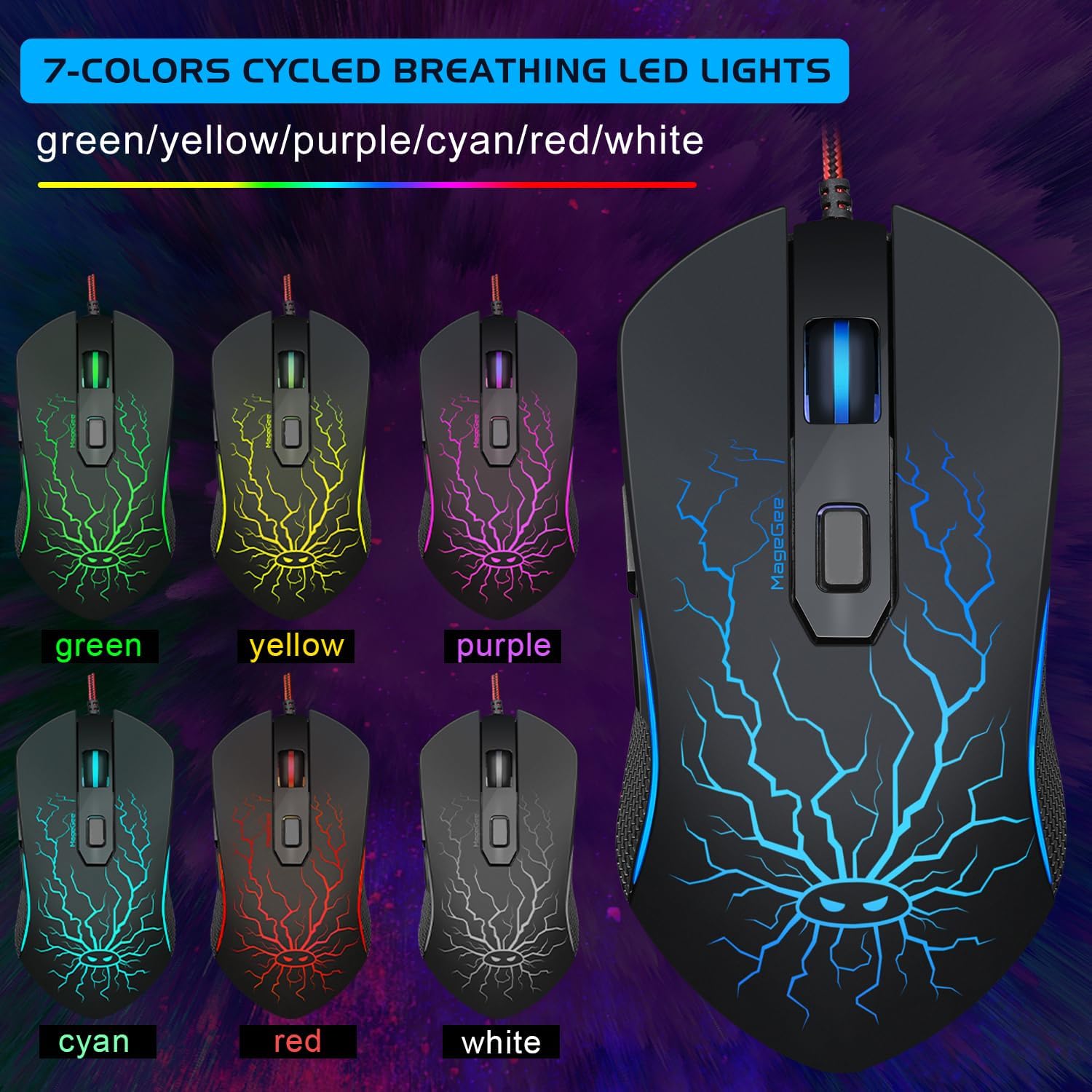 Detalle de MageGee K1 Gaming Keyboard and Mouse Combo, 104-Key RGB Wired Set