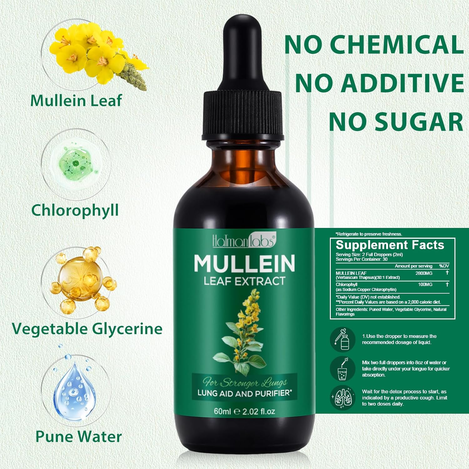Thumbnail 3 de Extrait de feuille de molène pour les poumons – Gouttes liquides végétales, 60 ml