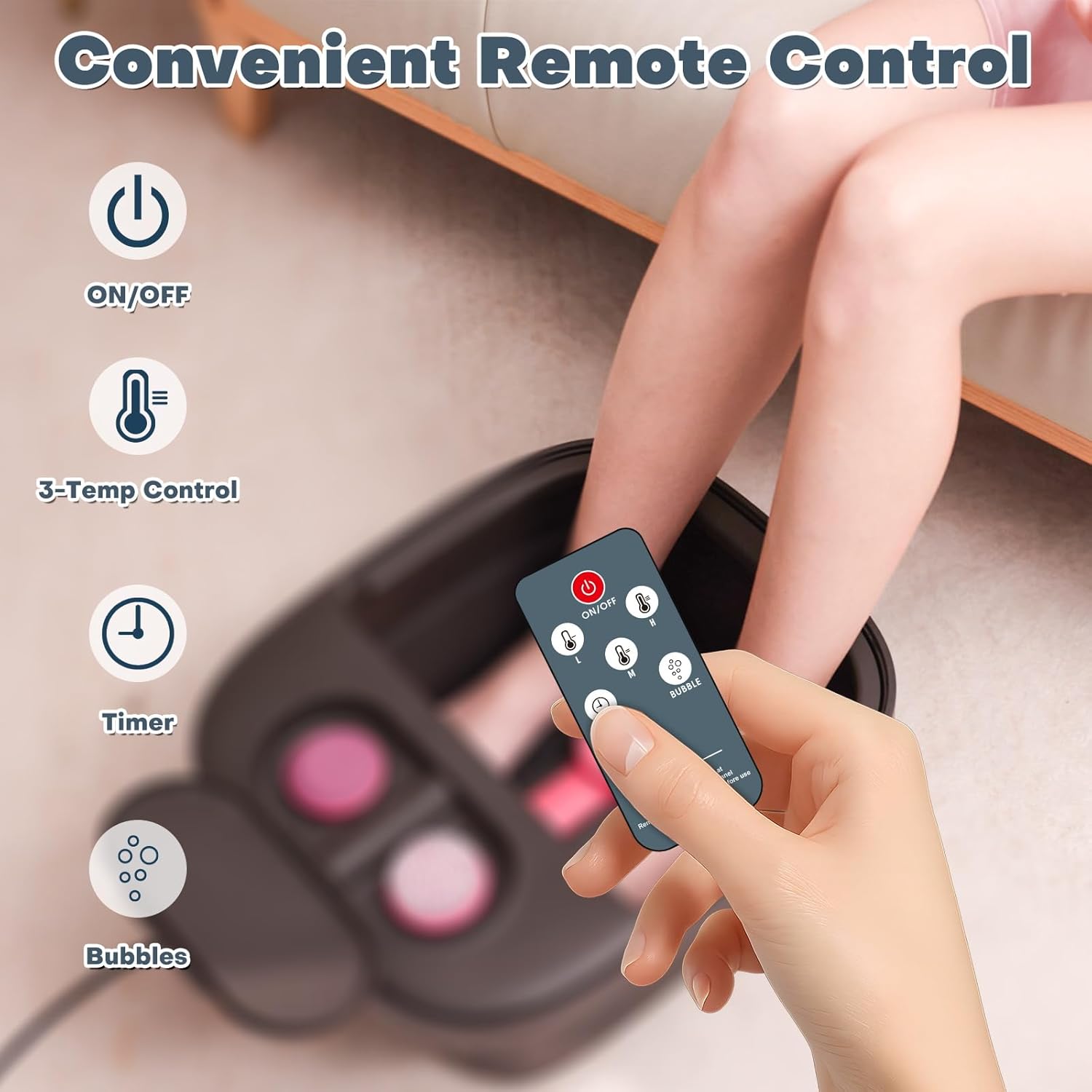 Detalle de Aqvesane Collapsible Foot Bath Foot Spa Massager with Heat, Bubbles, and Remote