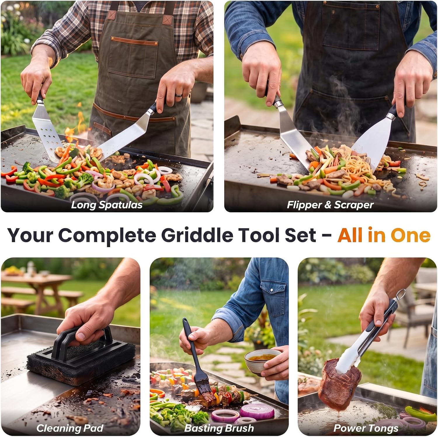 Detalle de RINPIR 33-Piece Griddle Accessories Kit for Blackstone and Flat Top Grills