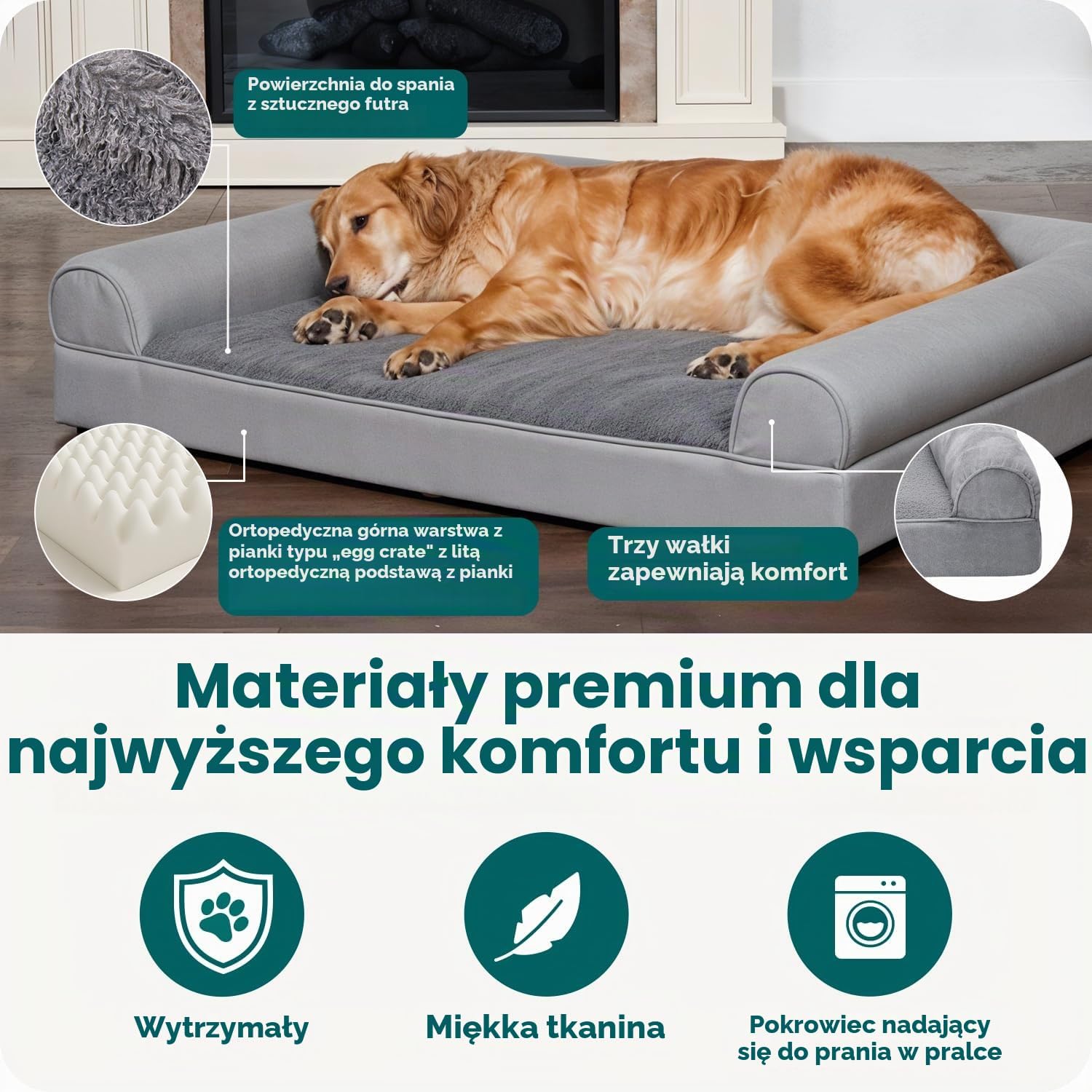 Detalle 1 de Furhaven ortopedyczne legowisko dla psa L, pianka o profilu wytłaczanki