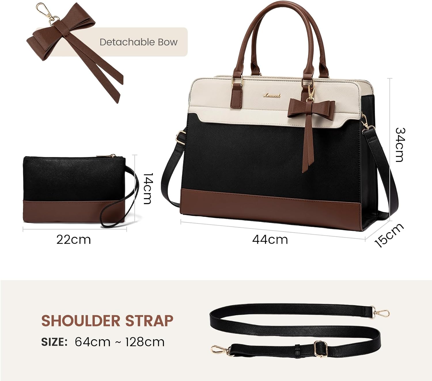 Detalle de LOVEVOOK Handtasche Damen Groß 17,3 Zoll – Elegante Akten- und Alltagstasche aus PU-Leder