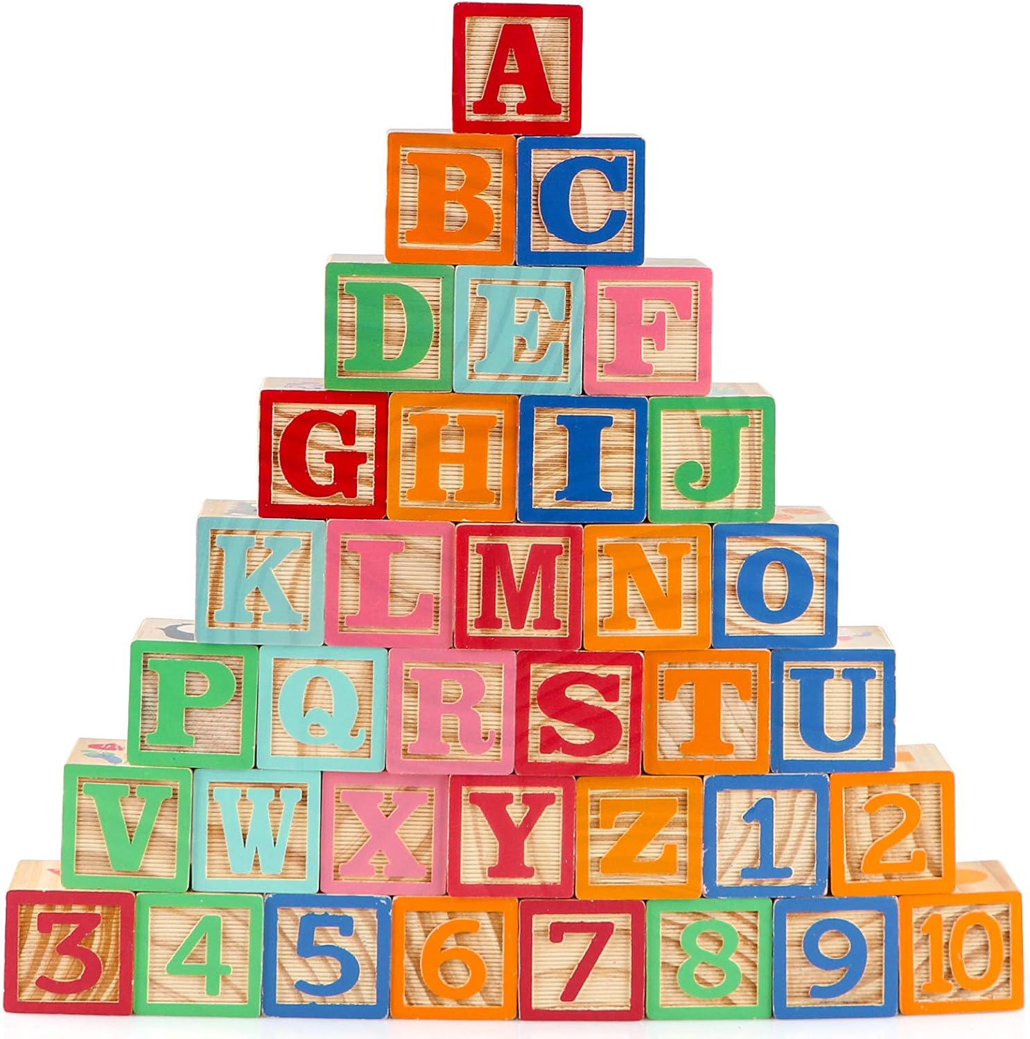 Detalle 2 de Jacootoys 36PCS Wooden ABC & Number Blocks Set (Age 3+) Montessori learning toy