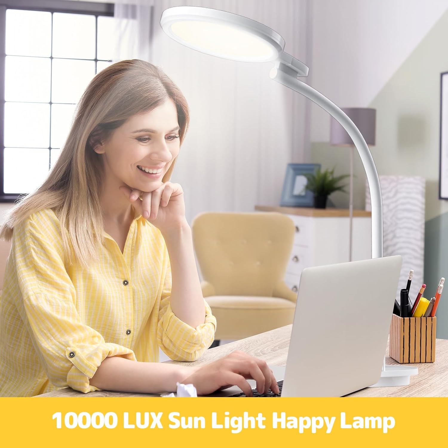 Detalle de Devowellte DEE-CA-YXLDGLD01 UV-Free 10,000 Lux Floor and Desk Lamp