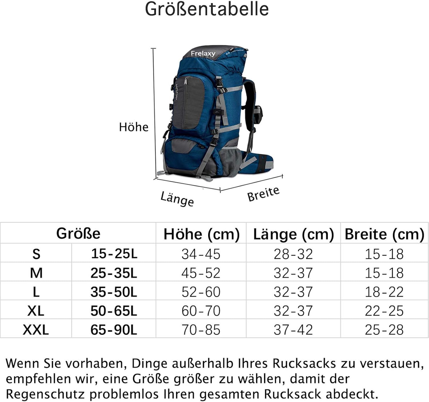 Detalle 2 de Frelaxy Regenhülle für Rucksäcke 15–90 L