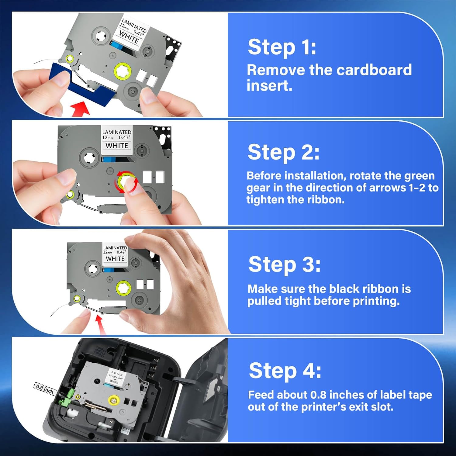 Thumbnail 2 de TZE-231 12mm Laminated Label Tape (7-Pack) for P-touch – Black on White