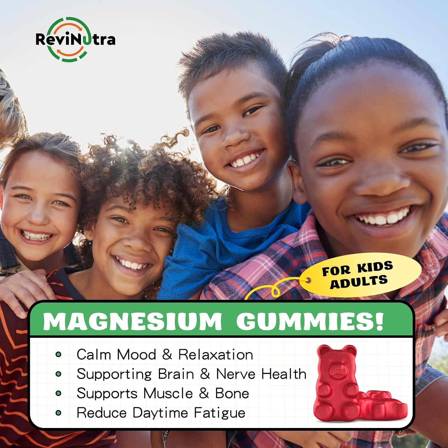 Detalle de ReviNutra Magnesium Gummies, Strawberry Flavor