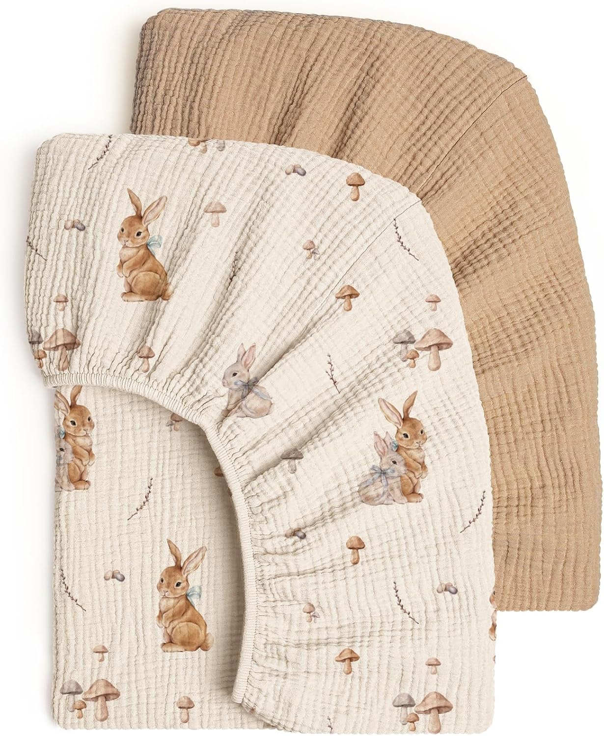Detalle de lulumoon CB Muslin Cotton Crib Sheets, 2-Pack, 100% Cotton, Easterbunny Print