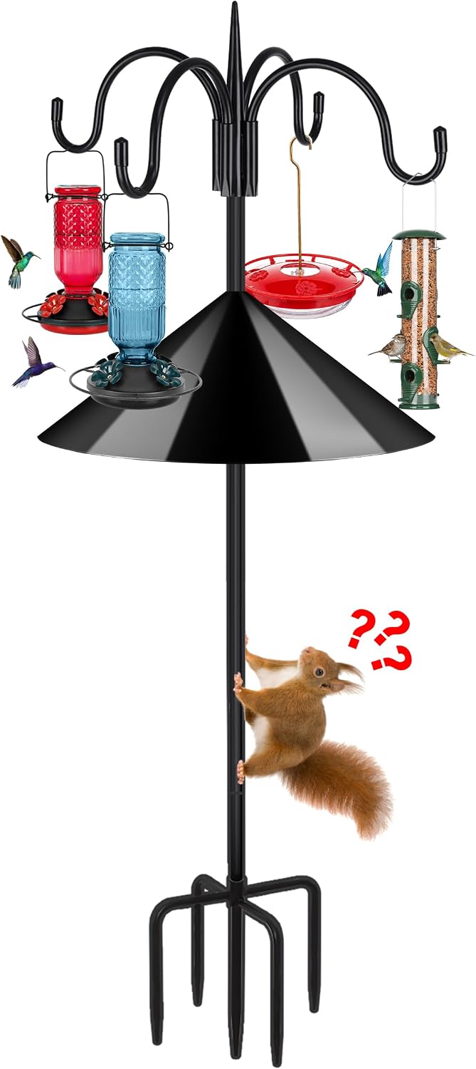 Detalle de FEED GARDEN JC-WCMYG0906 Shepherd’s Hook with Four Hooks and Squirrel Baffle