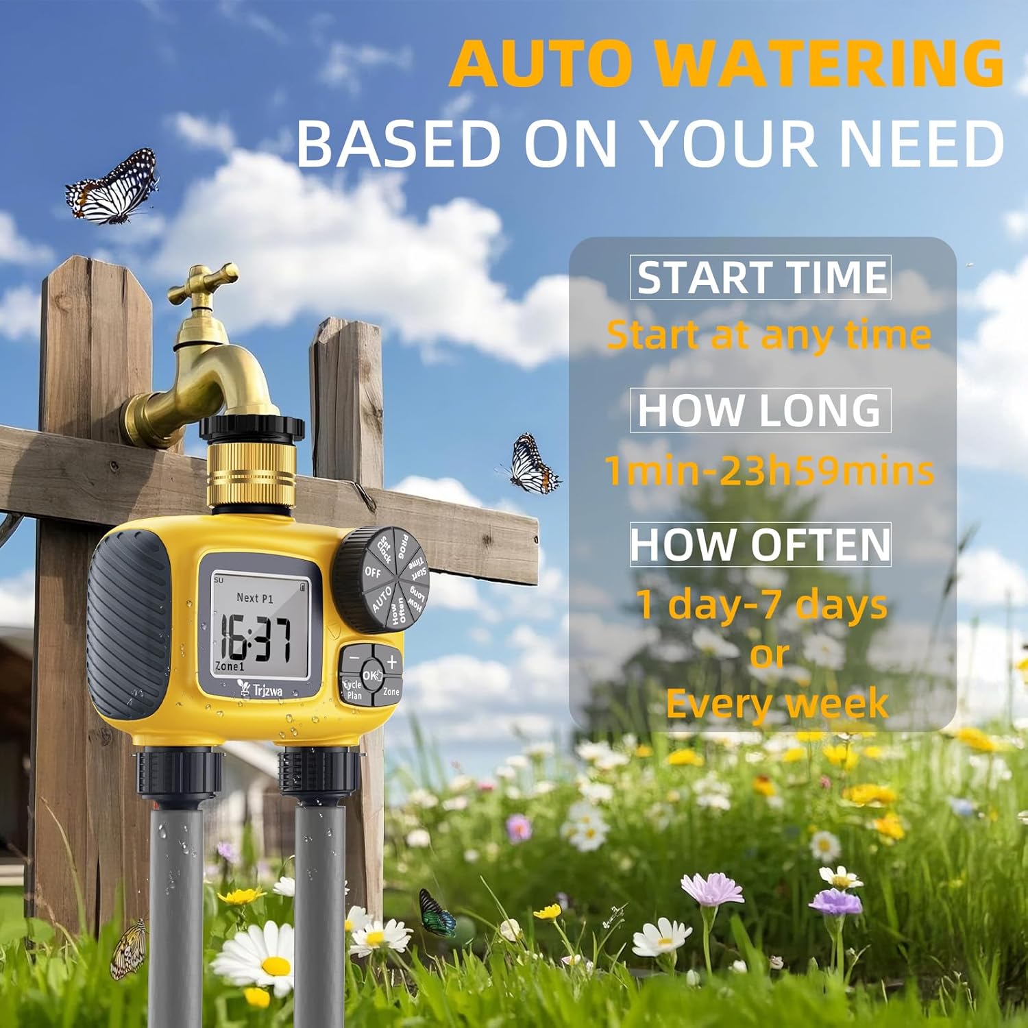 Thumbnail 2 de TRJZWA computer per irrigazione digitale con 2 uscite e timer programmabile (ingresso in ottone, IP55)