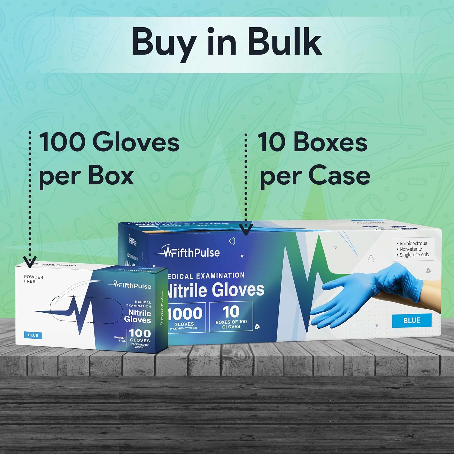 Thumbnail 6 de FifthPulse Blue Nitrile Exam Gloves – Large, 1000 Count (Case of 10 Boxes)