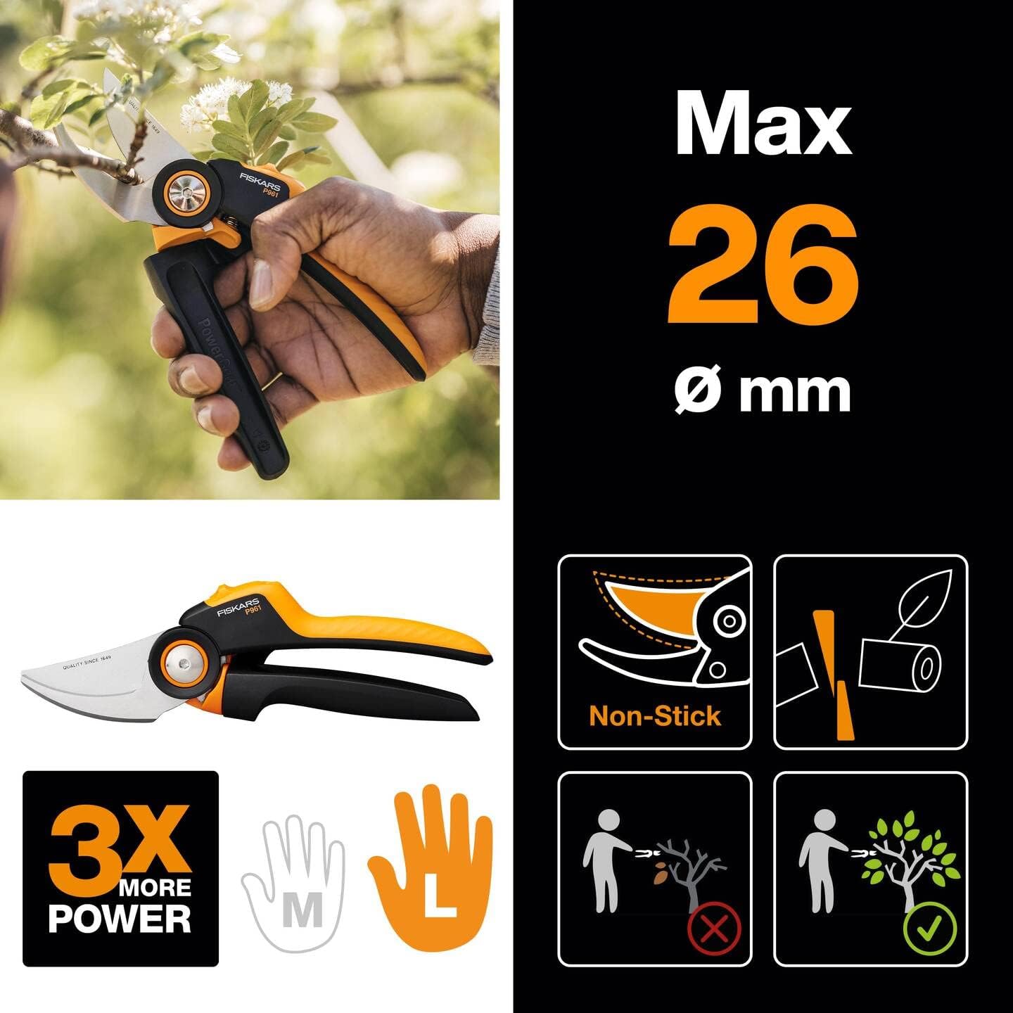 Thumbnail 1 de Fiskars X-series PowerGear Bypass-Gartenschere L (P961) mit Rollgriff – Frische Äste bis Ø 2,6 cm