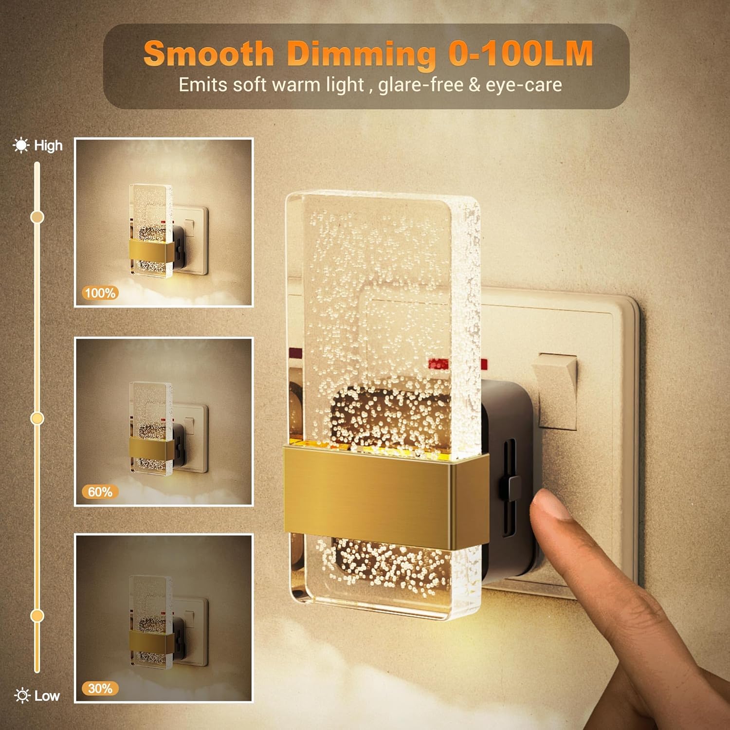 Thumbnail 2 de JandCase Night Light Plug-in Wall with Dusk-to-Dawn Sensor and Dimmable 0–100LM (3000K Warm White)