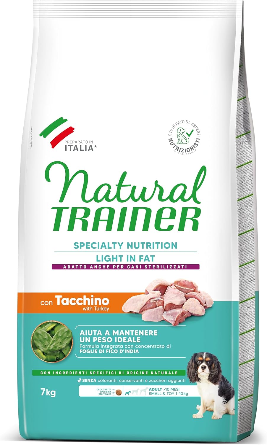 Detalle 1 de Natural Trainer Ideal Weight Small & Toy: alimento completo per cani adulti di piccola/taglia con tendenza al sovrappeso (7 kg) di Trainer