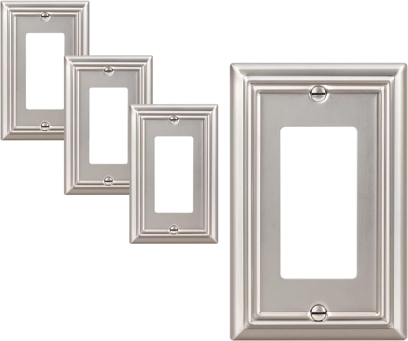 Detalle de DEWENWILS 4-Pack Brushed Nickel Stainless Steel Decorator Wall Plates