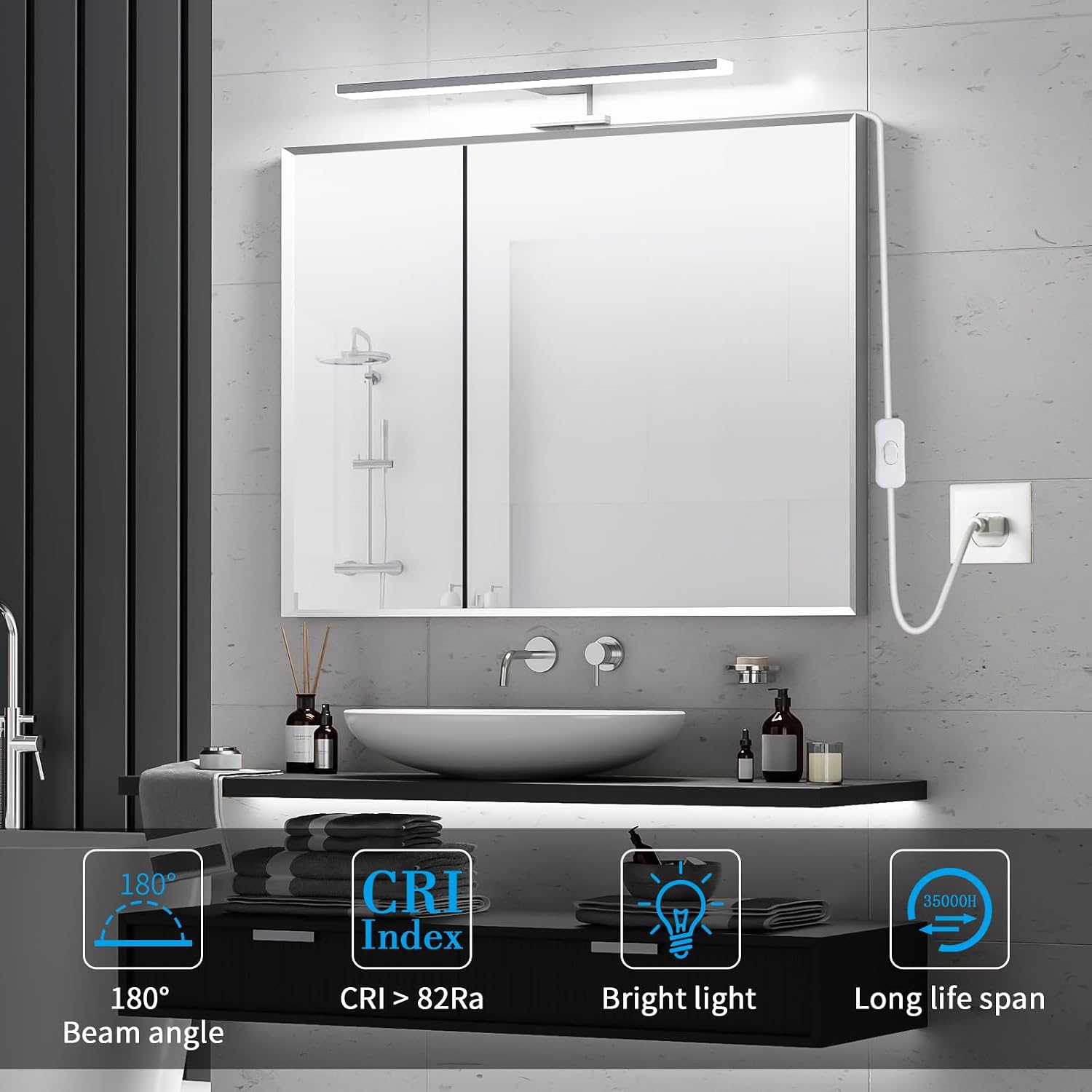 Detalle de Aourow Lampara Espejo Baño 10W 40cm 820LM