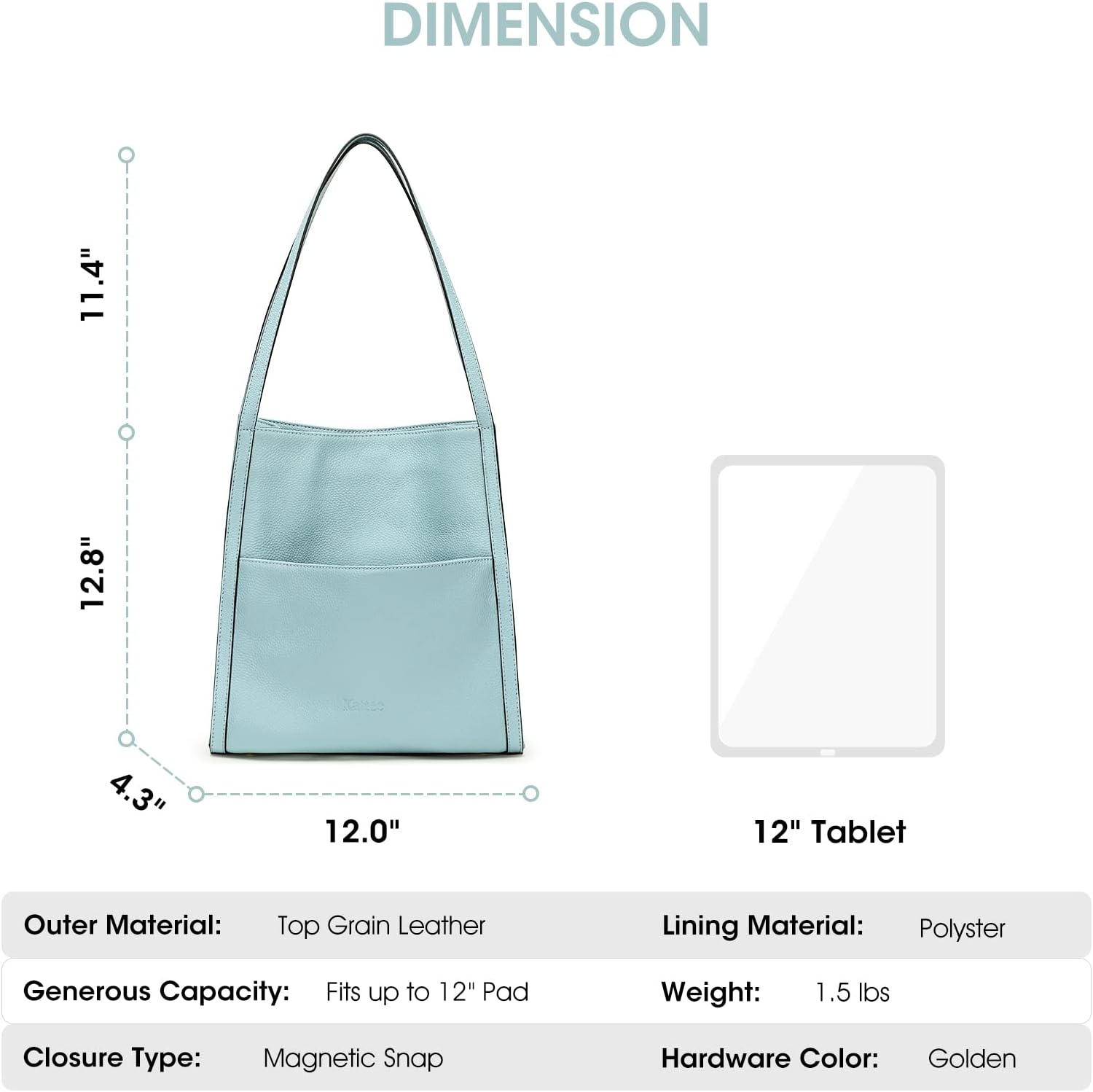 Detalle de Kattee Sac à bandoulière en cuir véritable pour femme – Sacs à main moyen format