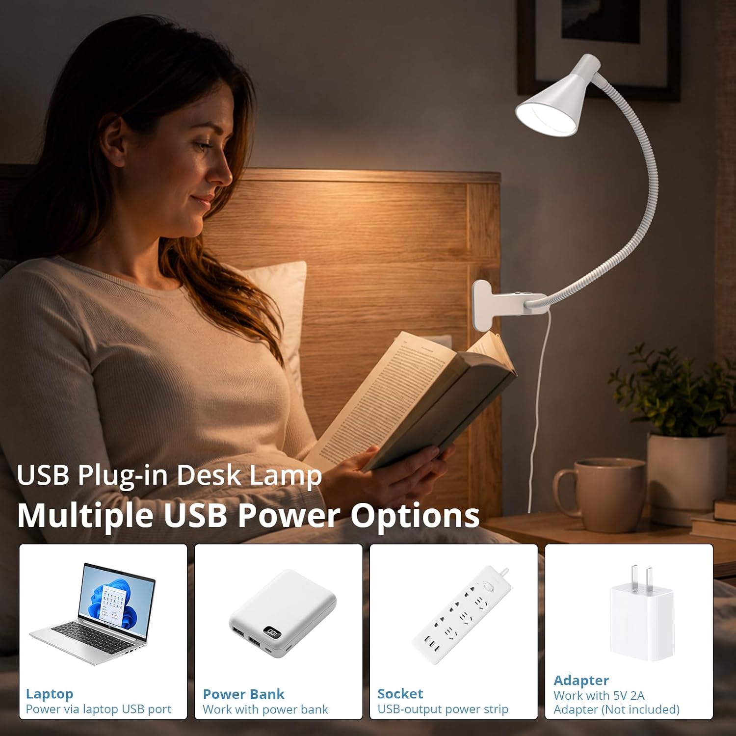 Thumbnail 4 de Lzonunl HL-TJ8010A-7 Clip-On LED Reading Lamp, 3 Colours, 10 Brightness Levels