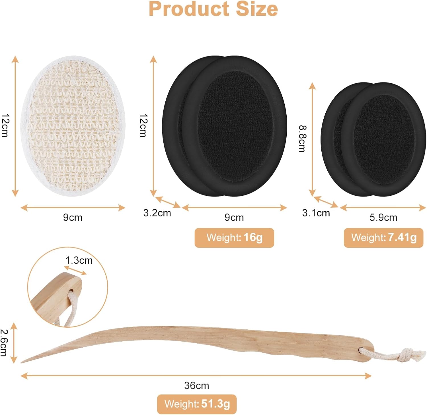 Detalle 2 de URAQT Back Cream Applicator (7-pack) long wooden handle body brush for lotion, shower and hard-to-reach areas