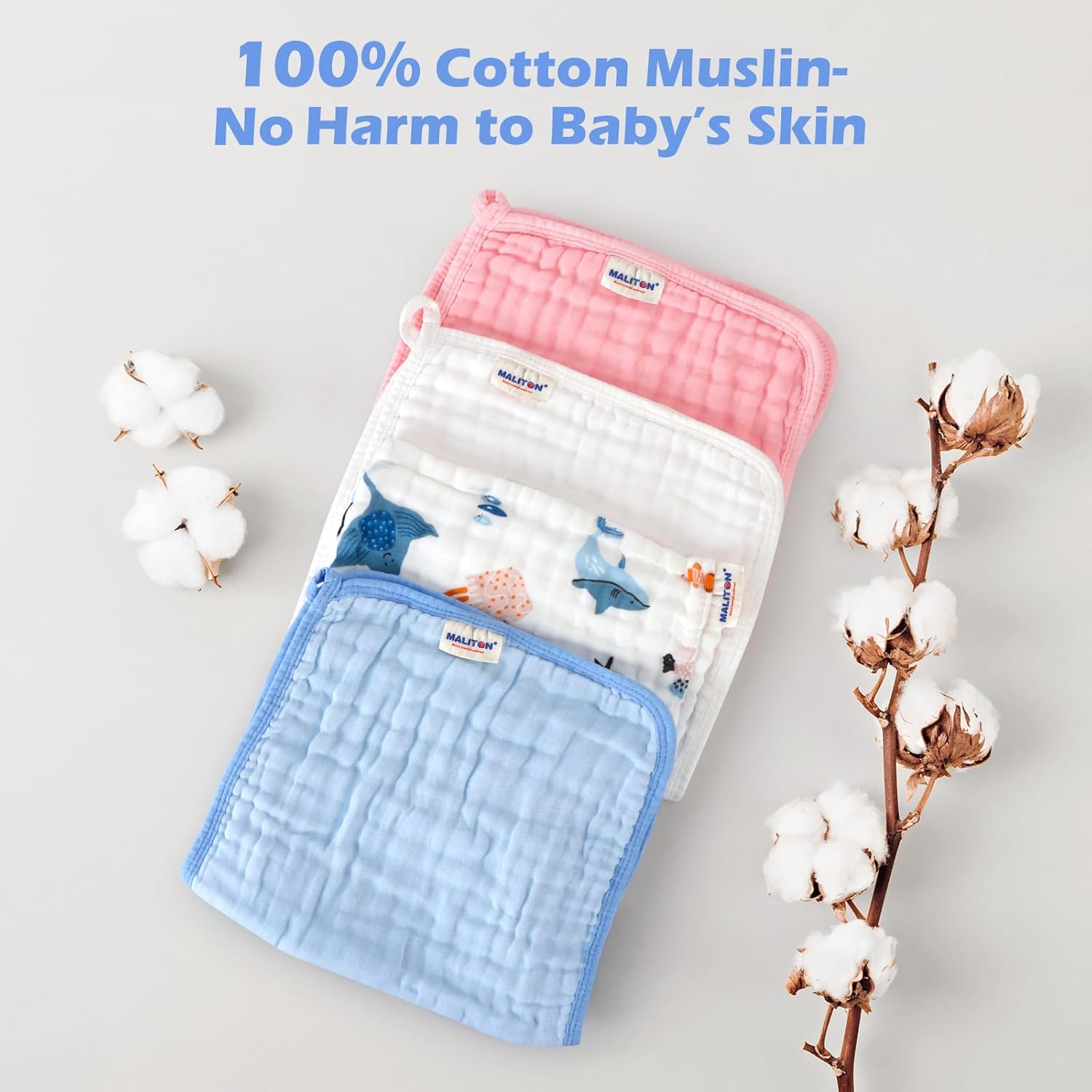 Thumbnail 3 de Maliton Muslin Cloths 50x25 cm, 6-pack baby
