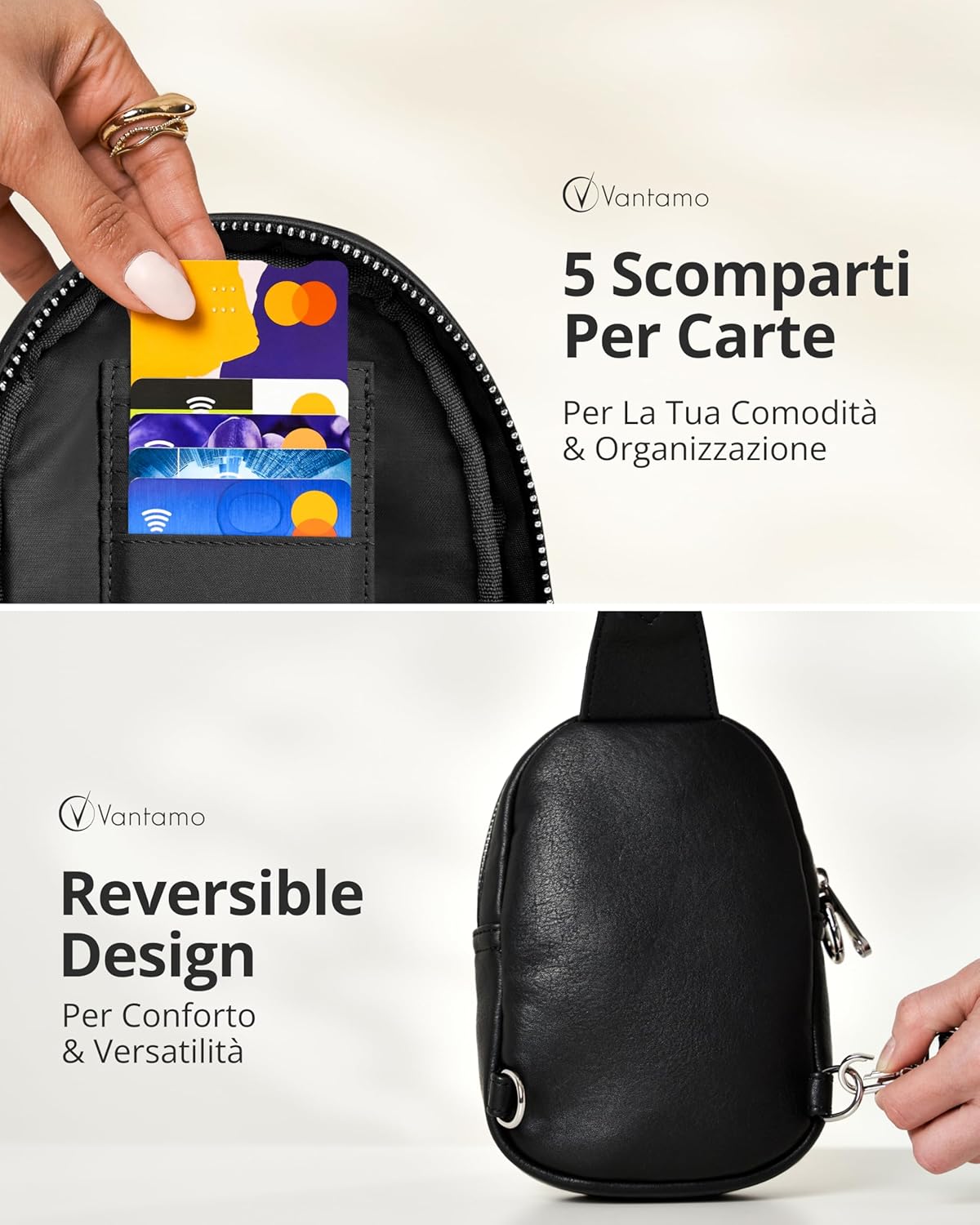 Thumbnail 3 de Vantamo Tracolla crossbody da donna con blocco RFID e clip anti-borseggiatore