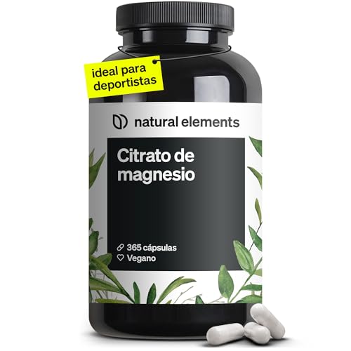 Detalle de Citrato de Magnesio Natural Elements (365 cápsulas) con 360 mg de magnesio elemental al día