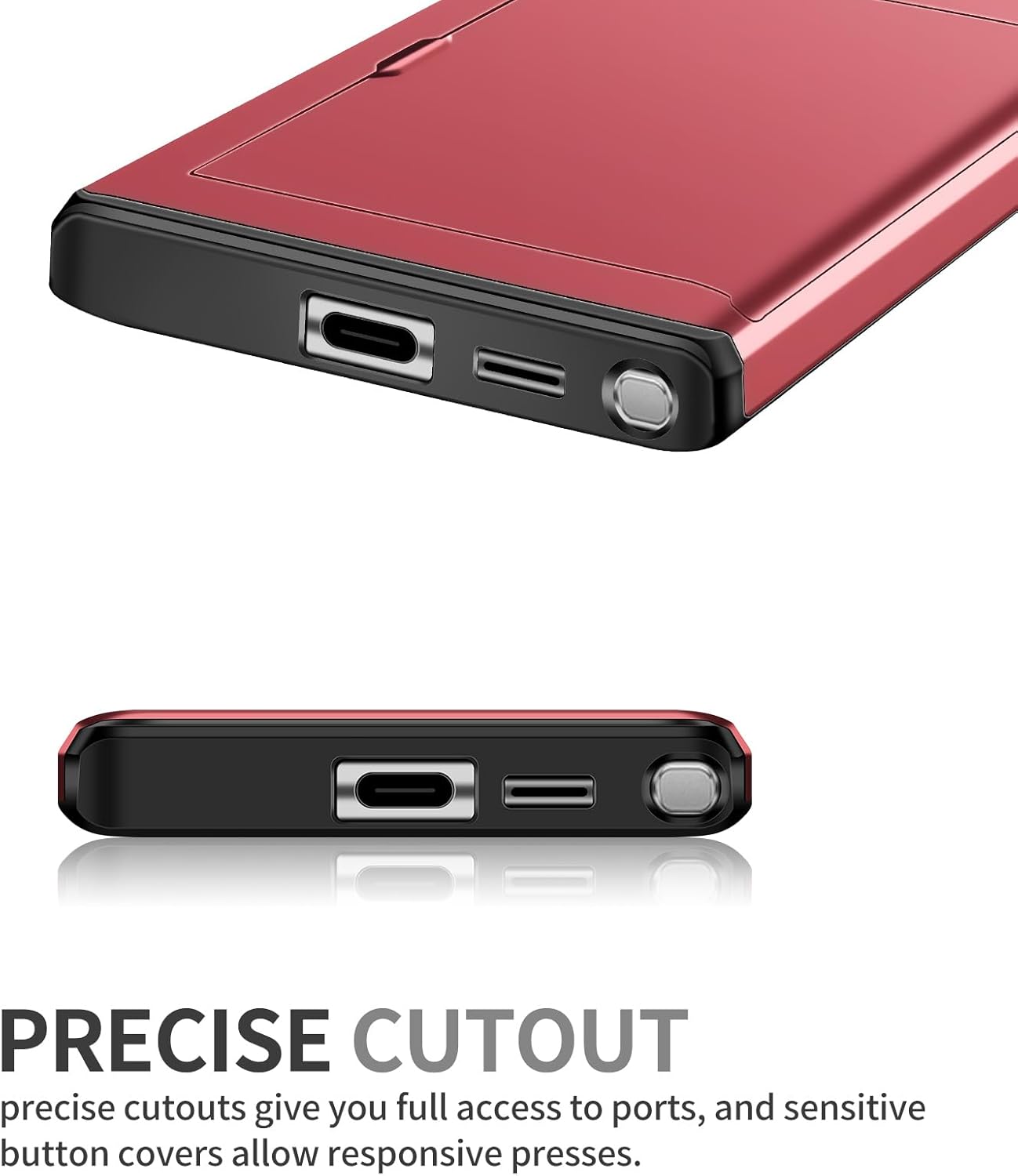 Thumbnail 5 de Coolden Card Holder Case for Samsung Galaxy S25 Ultra (Red) – Shockproof Hybrid Wallet
