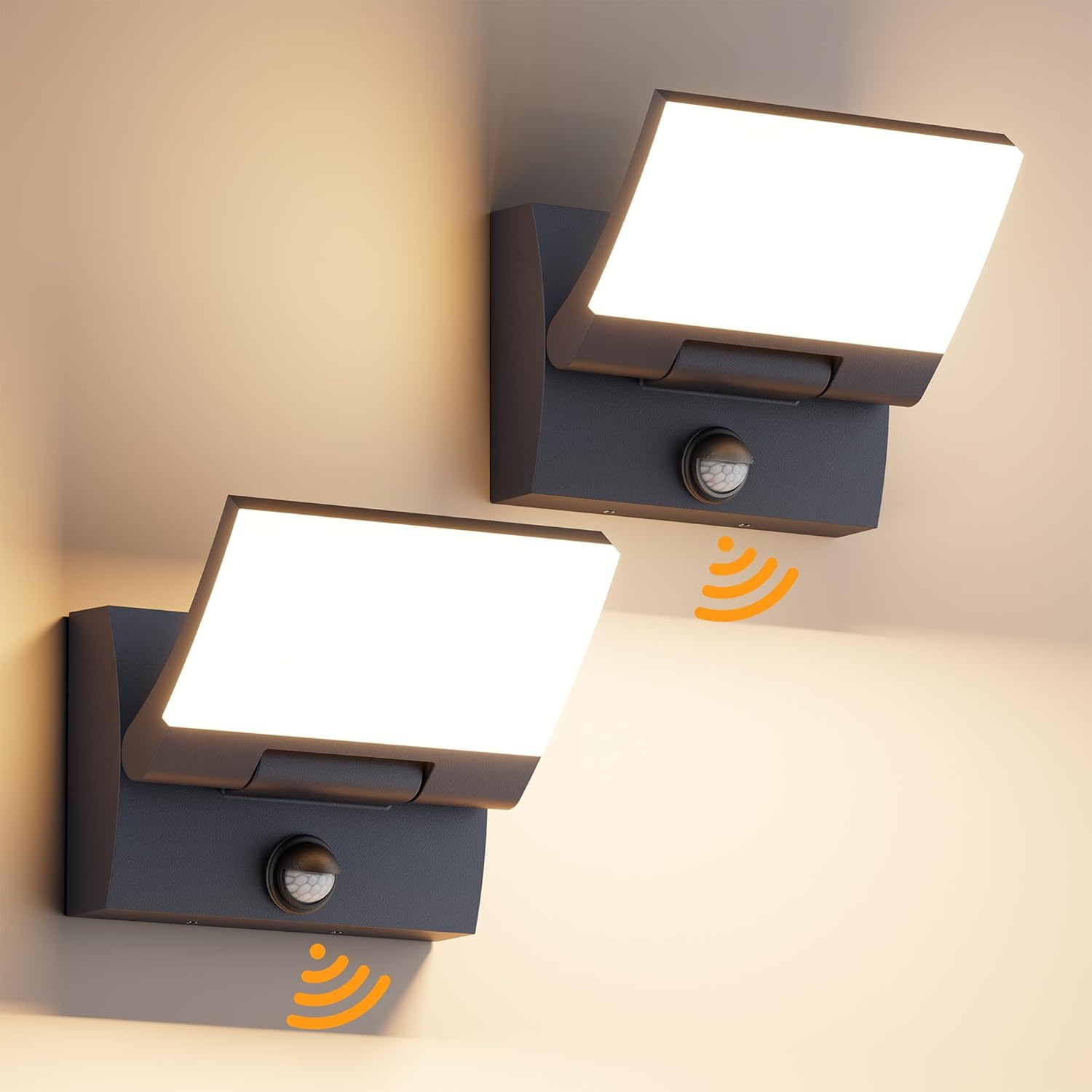Detalle de K-Bright 2 pezzi: Applique LED 30W con Sensore di Movimento, IP65, orientabile 150°