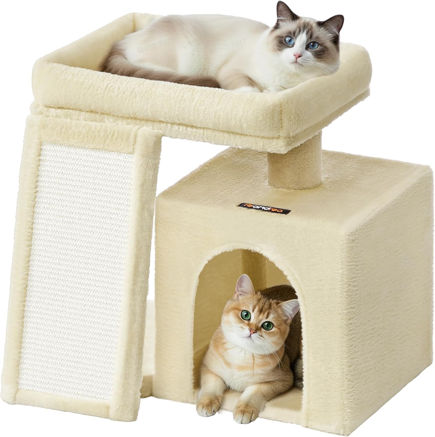 Detalle 1 de FEANDREA CLAWFY Collection PCT010GD01 Cat Tree with Sisal Scratcher, Cave and Dove Grey Plush
