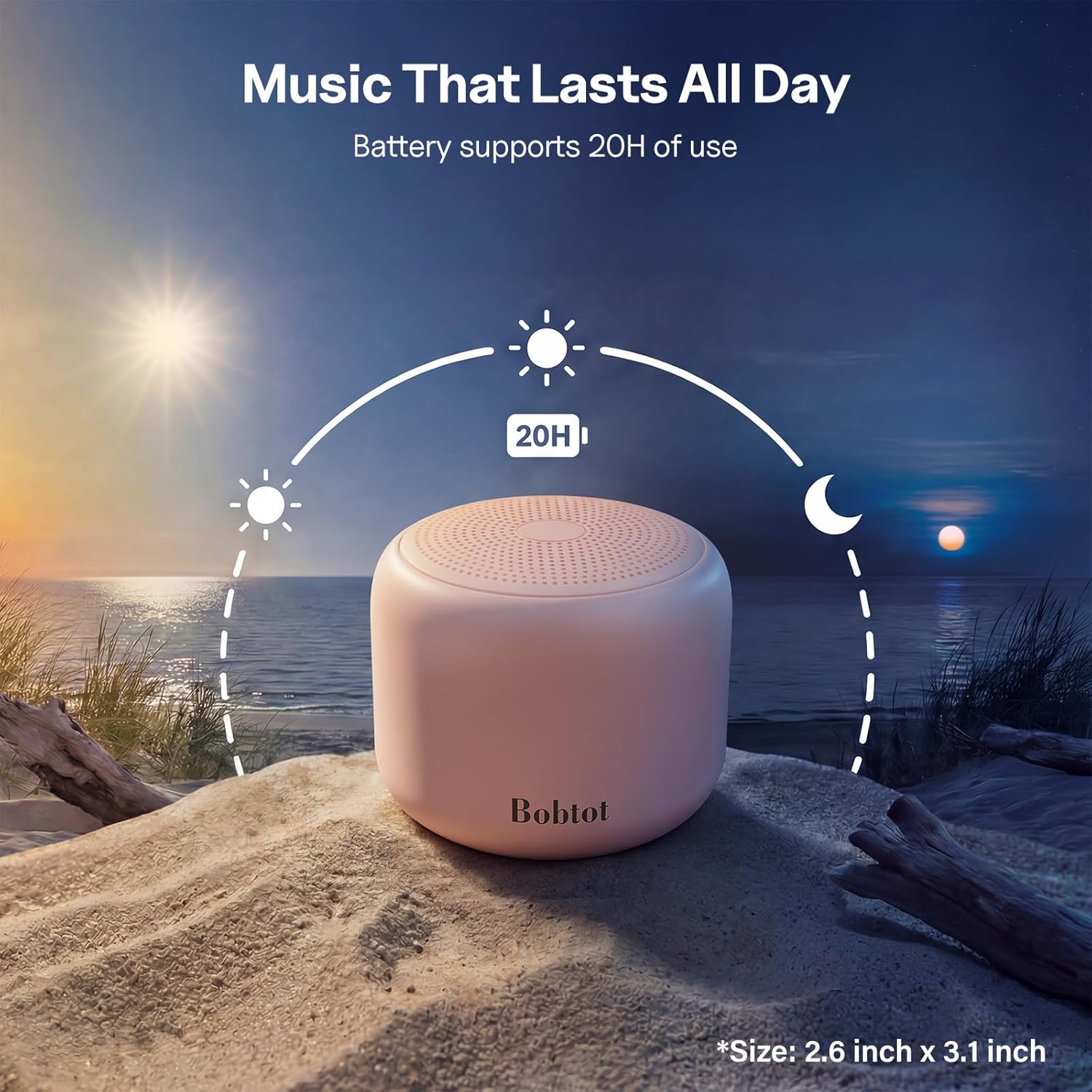 Thumbnail 5 de Bobtot Portable Bluetooth Speakers with Strap (Pink) — IPX5 Mini Speaker with 20 Hours Playback